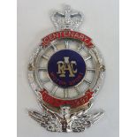 A boxed Royal Automobile Club Centenary Motor Sport member badge (1897-1997) produced 1997, chrome