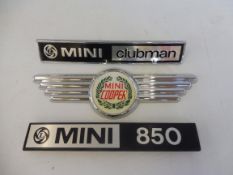 A selection of Mini Cooper, Mini Clubman and 850 car boot badges.