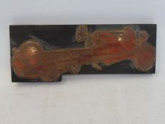 A copper printer's plate used for the Summer of 1953 Lagonda Club magazine centre-fold of the 1931/