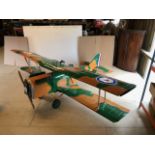 A large scratch built 1/4 scale model of a Royal Aircraft Factory SE5a fighter bi-plane, designed