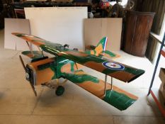 A large scratch built 1/4 scale model of a Royal Aircraft Factory SE5a fighter bi-plane, designed