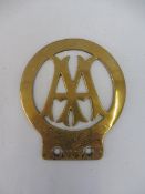 An early and rare AA Stenson Cooke brass badge, 1906 type 1, without the word 'secretary'