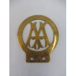 An early and rare AA Stenson Cooke brass badge, 1906 type 1, without the word 'secretary'