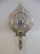 A Royal Irish Automobile Club badge, type 3 circa 1928-1930s, chrome plated brass and enamel,