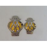 An AA Guernsey type1B badge, 1950s-1966 plus a matching smaller motorcycle badge, type 3, 1956-