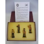 A cased set of limited edition die-cast models depicting four historical AA patrolmen from 1905 to