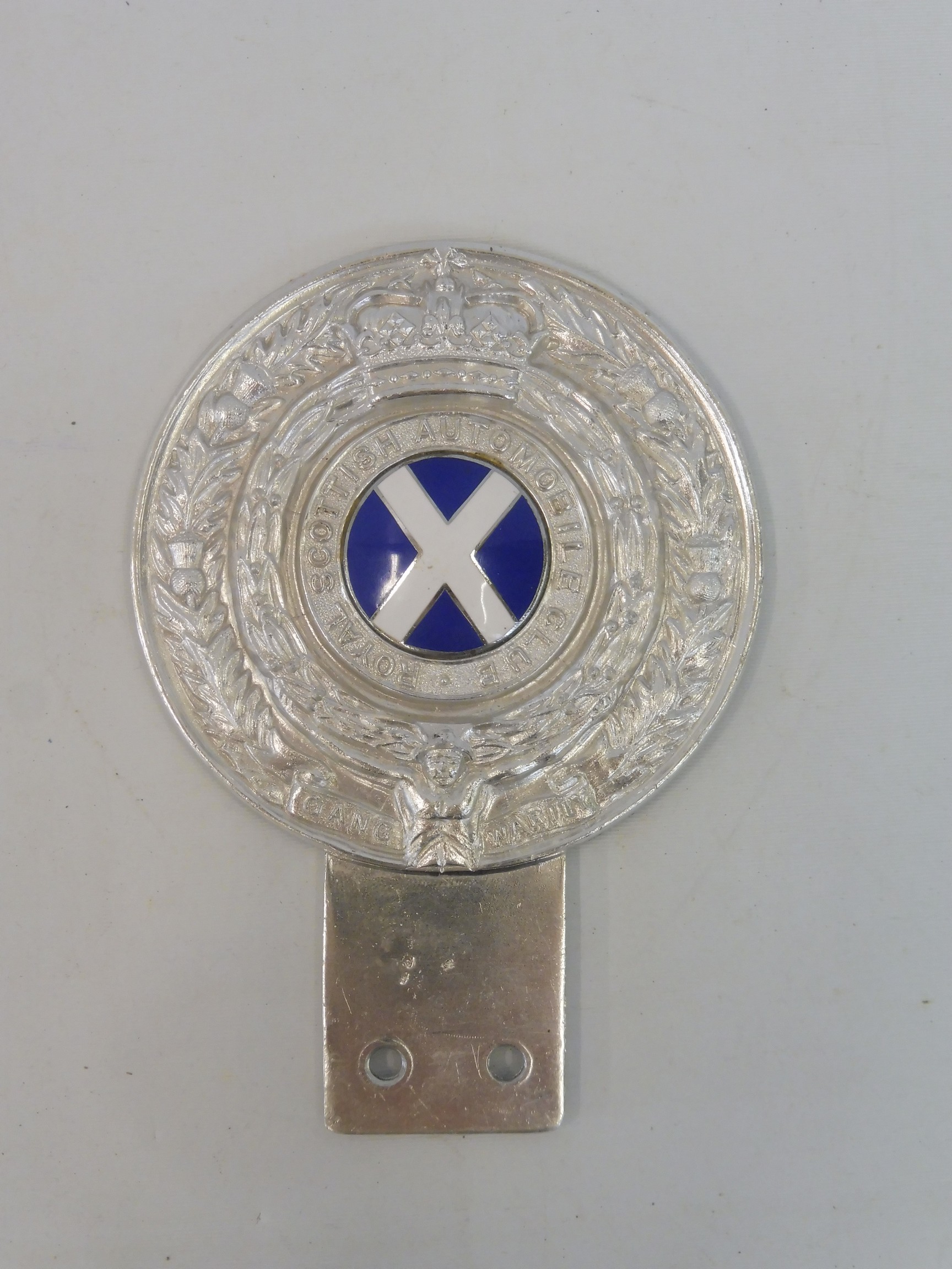 A Royal Scottish Automobile Club badge radiator mounted, pressed alloy and enamel centre.