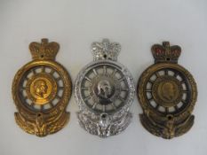 A Royal Automobile Club full member badge type 14, chrome plated version, plus a brass version and a