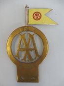 A very rare AA committee member Stenson Cooke type 4A badge, brass, with yellow and red enamel flag,