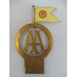 A very rare AA committee member Stenson Cooke type 4A badge, brass, with yellow and red enamel flag,