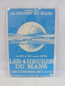 An original 1974 Le Mans 24 hours advertising poster, 15 1/2 x 23"