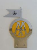An AA committee member badge type 3B, circa 1950s-1966, stamped OC 7 with integral flag, chrome