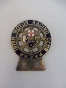 A rare Irish Motor Racing Club car badge, nickel plated and enamel in very good condition,