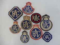 A selection of early RAC cloth badges.