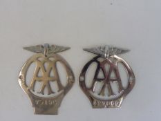 Two small AA car badges, both radiator mounted, no 42706G and 79196.