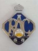 An RAC lozenge shaped badge with Midland Automobile Club attachment.