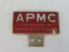 An A.P.M.C (Association of Pioneer Motor Cyclists) enamel badge.