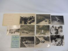 Of Shelsley Walsh interest - a group of photographs depicting cars on the hill including Raymond
