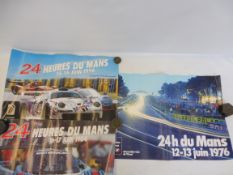 Three Le Mans 'give away' posters, each 22 1/2 x 15".