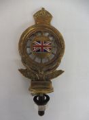 A small Royal Automobile Club full member badge, polished brass with oblong union jack enamel