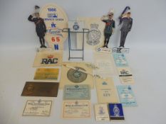 A selection of RAC related ephemera and merchandise including die-cut bookmarks, membership cards, a