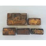 A selection of pre-war car/motorcycle printing blocks.