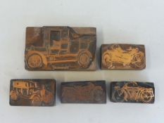 A selection of pre-war car/motorcycle printing blocks.