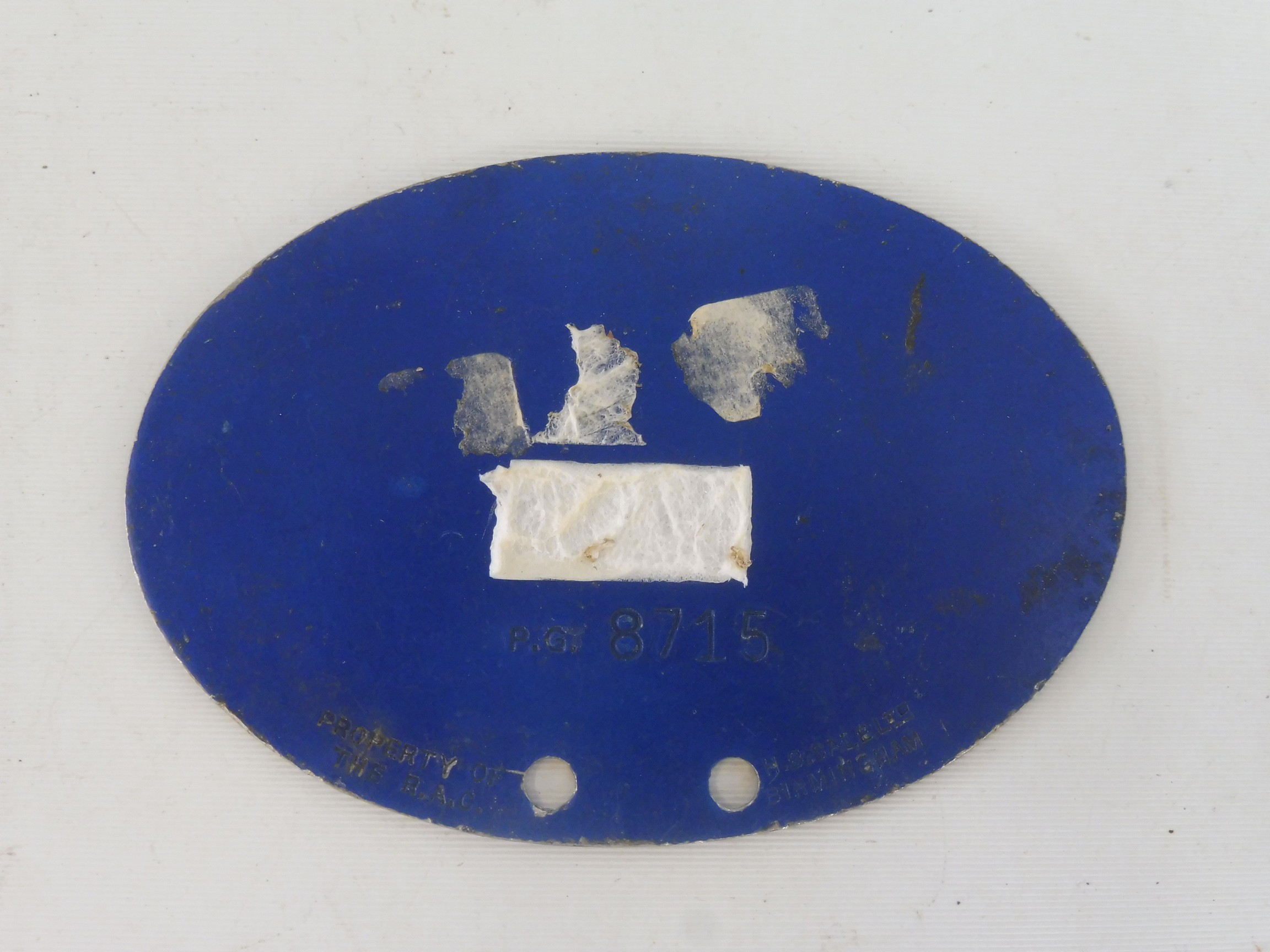 An RAC Private Goods Vehicle Section type 1 oval aluminium badge, 1949, rare as deemed flimsy and - Image 2 of 2