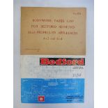 A 1966 Bedford brochure, French edition, plus a second brochure for Bodywork Parts List for