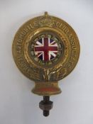 A Royal Automobile Club Associate car badge, polished brass with excellent enamel union jack centre,