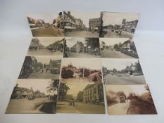 Approximately 72 early black and white photographs, pre 1939, depicting street scenes all