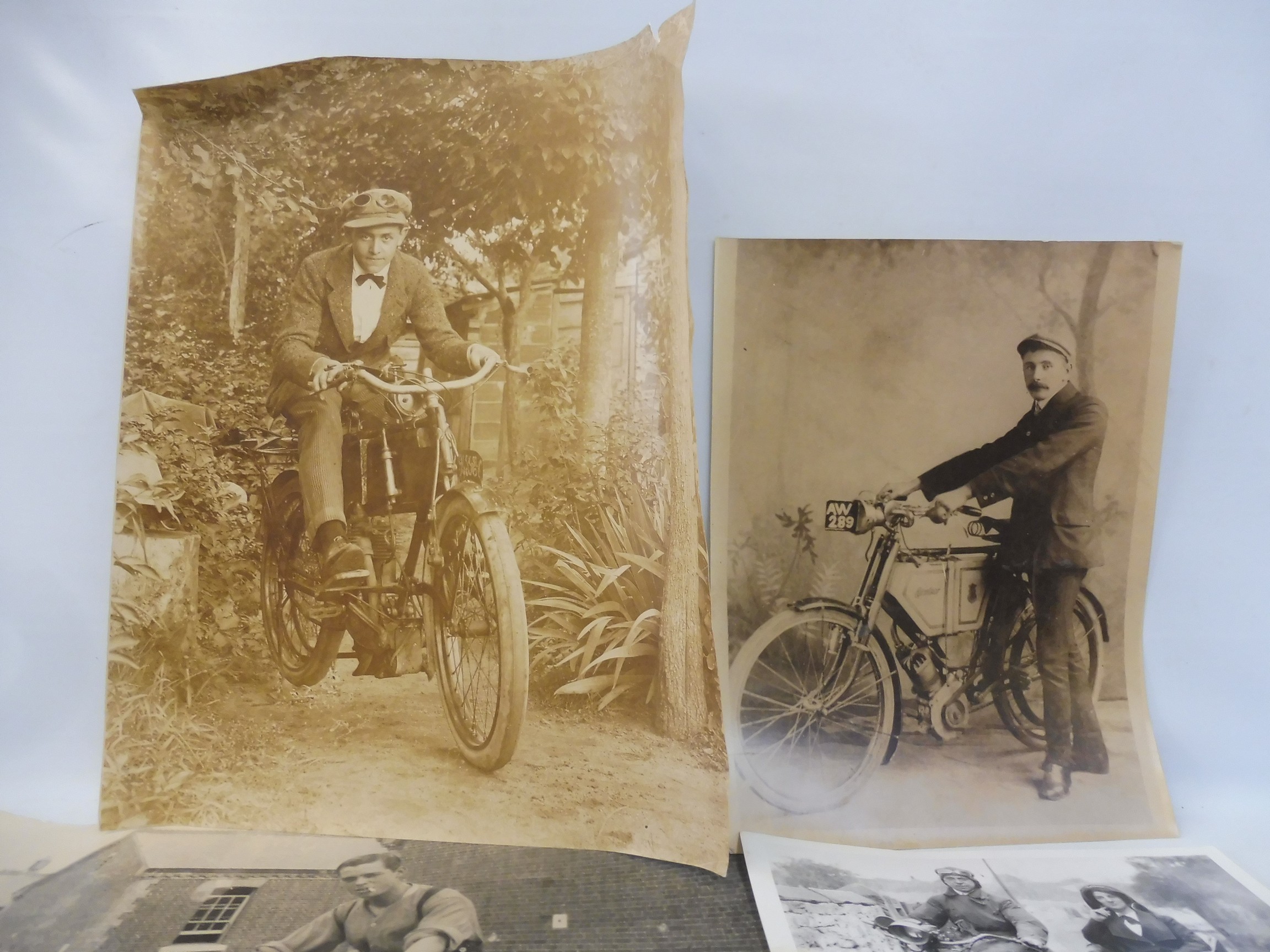 A small group of large scale photographs of early motorcycles, later produced examples. - Image 3 of 3