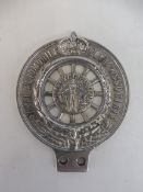 A Royal Automobile Club Associate Auto-Cycle Union car badge type 3 aluminium WWI issue, no.