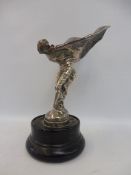A Rolls-Royce Silver Ghost 'Spirit of Ecstasy' car mascot, signed Charles Sykes, and engraved
