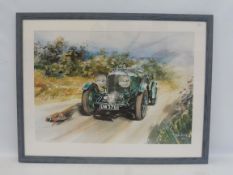 RIJK HEUFF - 1929 'Le Mans' Blower Bentley outperformed by a pheasant, a framed and glazed