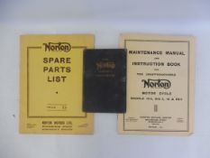 A Norton motorcycle maintenance manual and instruction book to suit models 16H, Big4, 18 and ES2,
