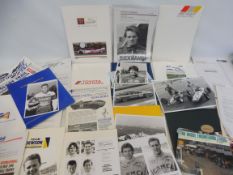 Archive of press materials from UK/International motorsport, late 1980s/early 1990s, includes