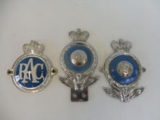 An RAC full member badge, type 12, also a type 13 version, both produced 1953-1961 plus an