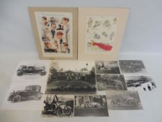 A collection of photographs of early motoring scenes.