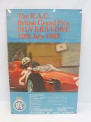 An original RAC British Silverstone Grand Prix 1965 poster, 19 3/4 x 29".