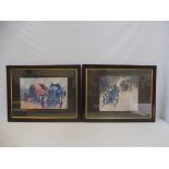 F. GORDON-CROSBY - a pair of oak framed and glazed coloured prints, the first featuring the Dieppe