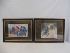F. GORDON-CROSBY - a pair of oak framed and glazed coloured prints, the first featuring the Dieppe