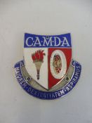 A CAMDA enamel and chrome plated car badge, type 1, 1950s-1960s.