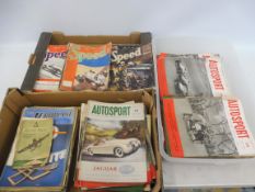 Three boxes of early magazines: Speed (approx. 20 issues from the 1930s), The Aeroplane circa