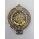 An Auto-Cycle Union R.A.C. Associate badge with enamel date of 1923-24, stamped 90959, marked B'