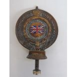 A Royal Automobile Club Associate car badge Type 1A-B with oblong enamel union jack centre, circa