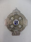 A Royal Irish Automobile Club badge, type 4, pre-1950, chrome plated brass and enamel, stamped D29.