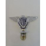 A Society of United Motorists type 1 badge, 1930s, chrome plated and blue enamel, stamped 1108.