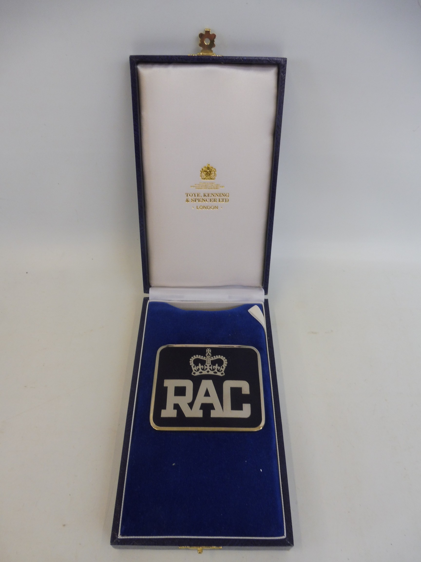 A boxed RAC first member award, in original presentation box of issue.