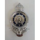 A small version Royal Automobile Club chromed badge, radiator fixing version.